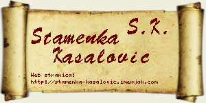 Stamenka Kasalović vizit kartica